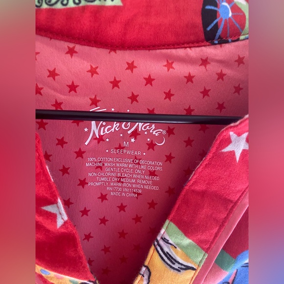 Nick and Nora Circus Pattern Long Sleeve Night Shirt Nightgown Sleepwear Size M - Picture 3 of 6